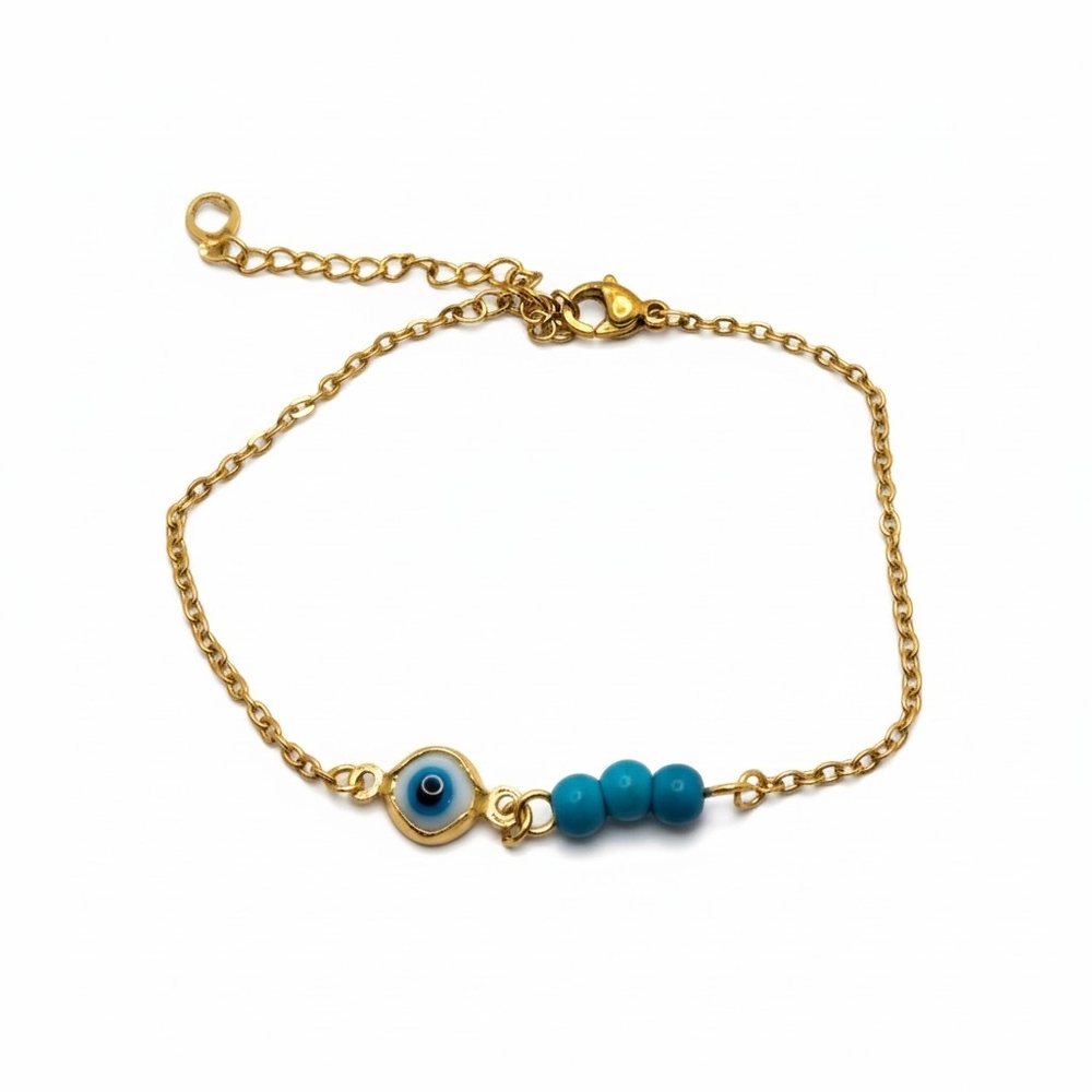 Gold and Blue Evil Eye Bracelet